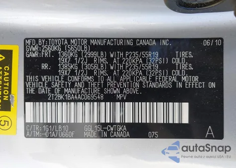 2010 Lexus Rx 350 from USA, damaged, VIN 2T2BK1BA4AC069548